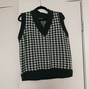 Dark Green Houndstooth Sweater Vest
